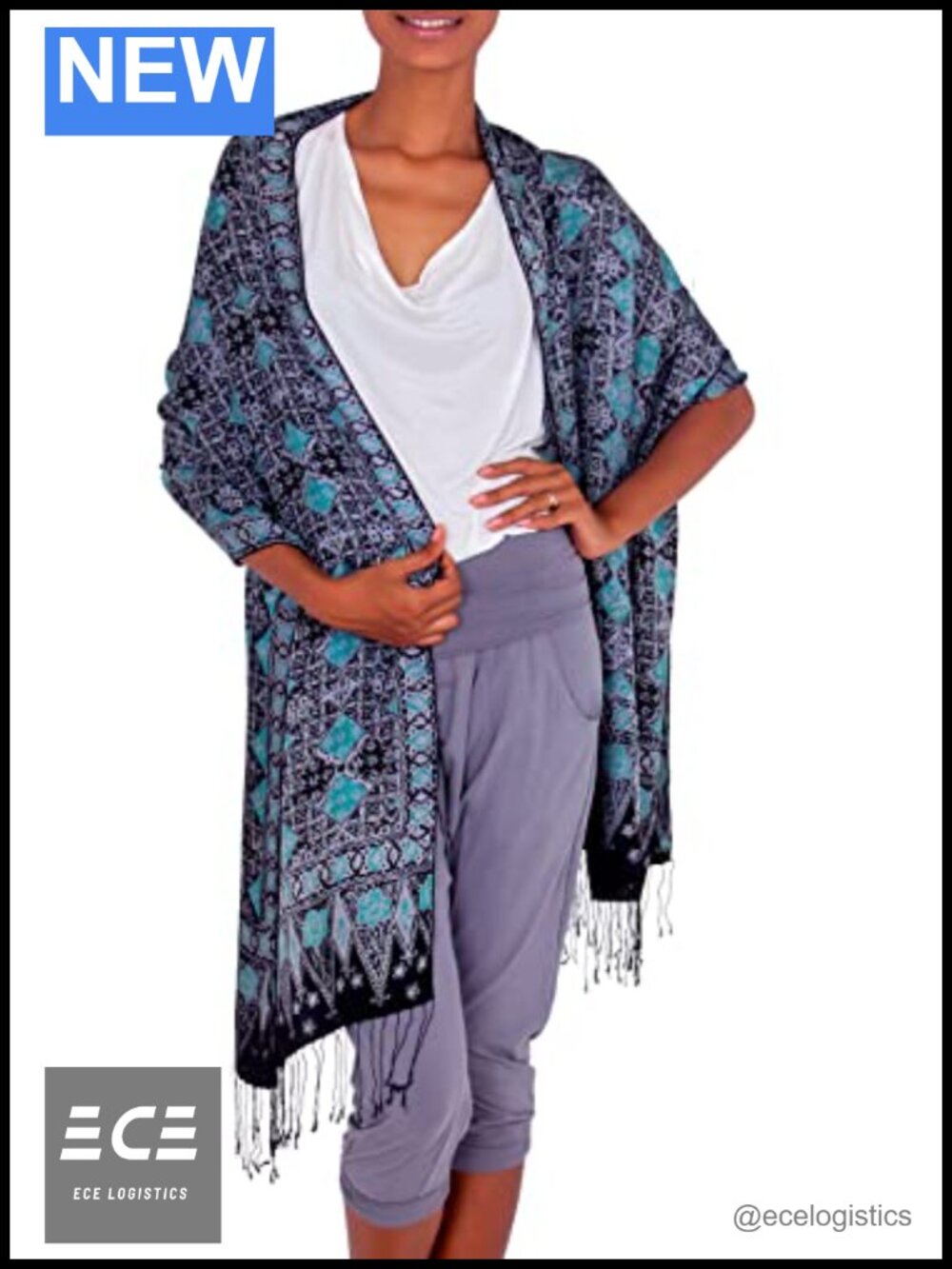 Handmade Silk Batik Shawl Artisan Wrap 77x21.75 Inch